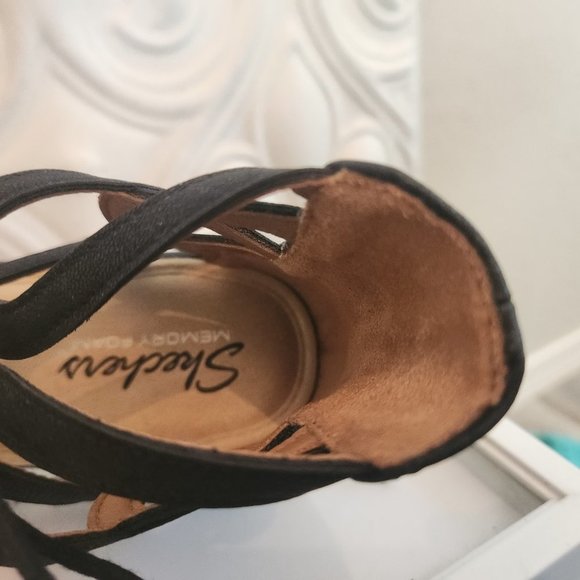 EUC Skechers Black Gladiator Style, Lace Up Wedge Sandals. Size 8.5 - Picture 15 of 15